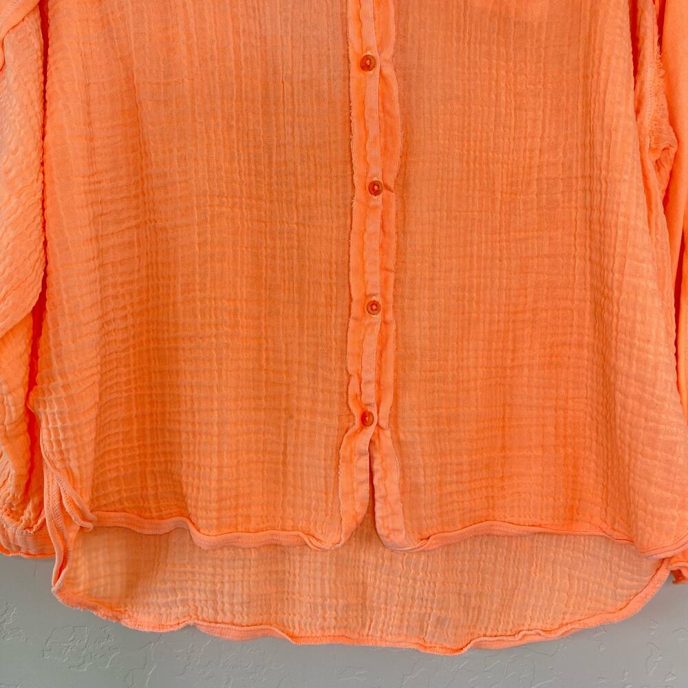 Urban Outfitters Out from Under Orange Gauzy Button Up Medium - Picture 4 of 10